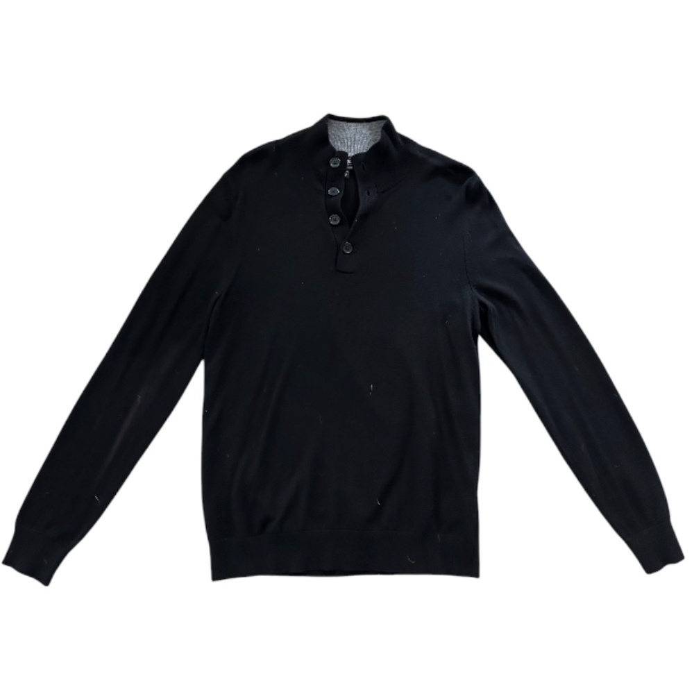 Express Men's Black Merino Wool Blend 1/4 Button Sweater Size M